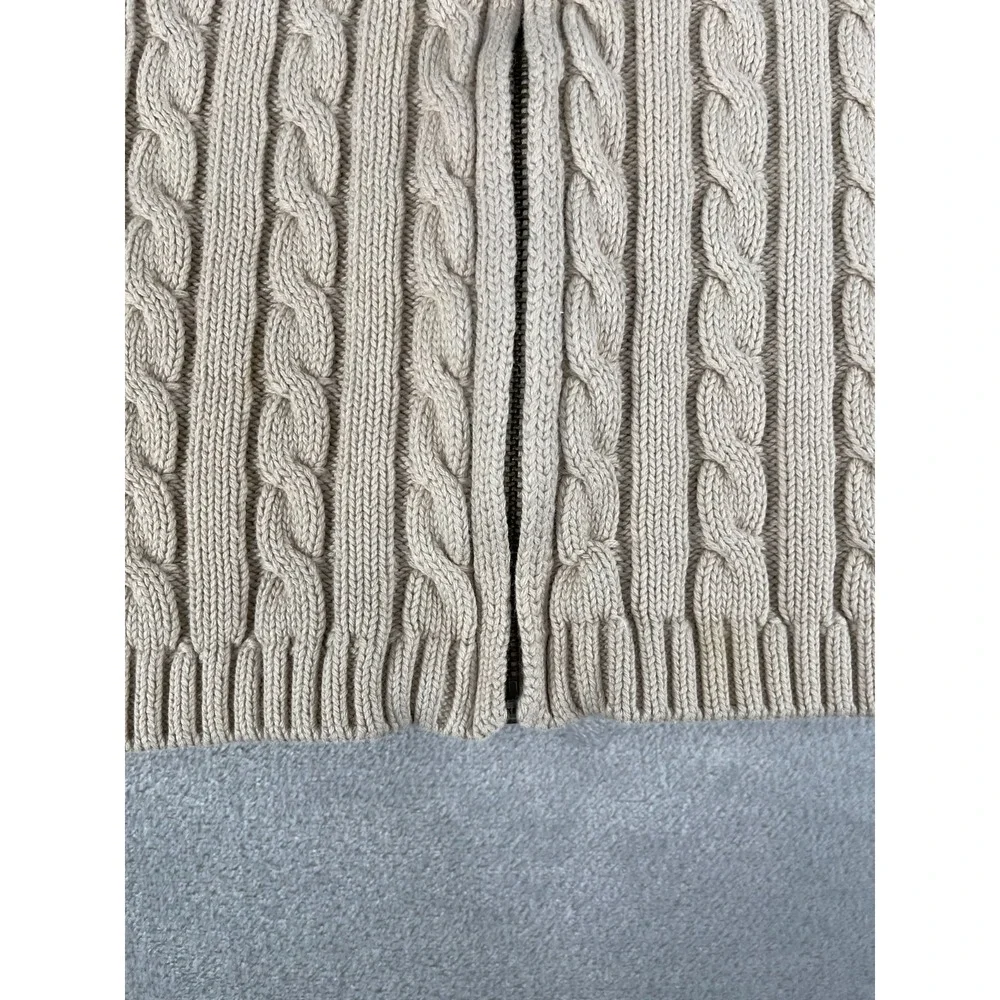 L.L. Bean Plus Size XL Woman's 100% Cotton Full Zip Cardigan Light Beige